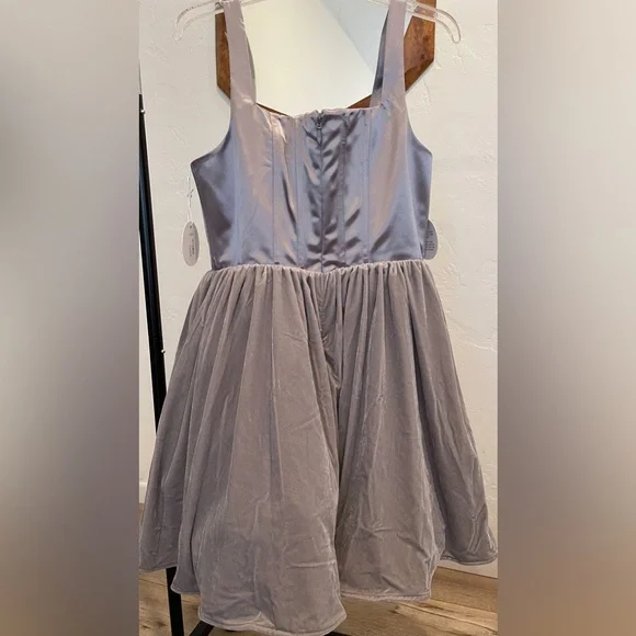 STAUD Landscape Dress corset dress silver tulle dress size 14 large - Picture 14 of 16